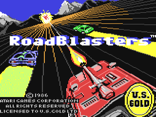 Road Blasters title screen for Commodore 64
